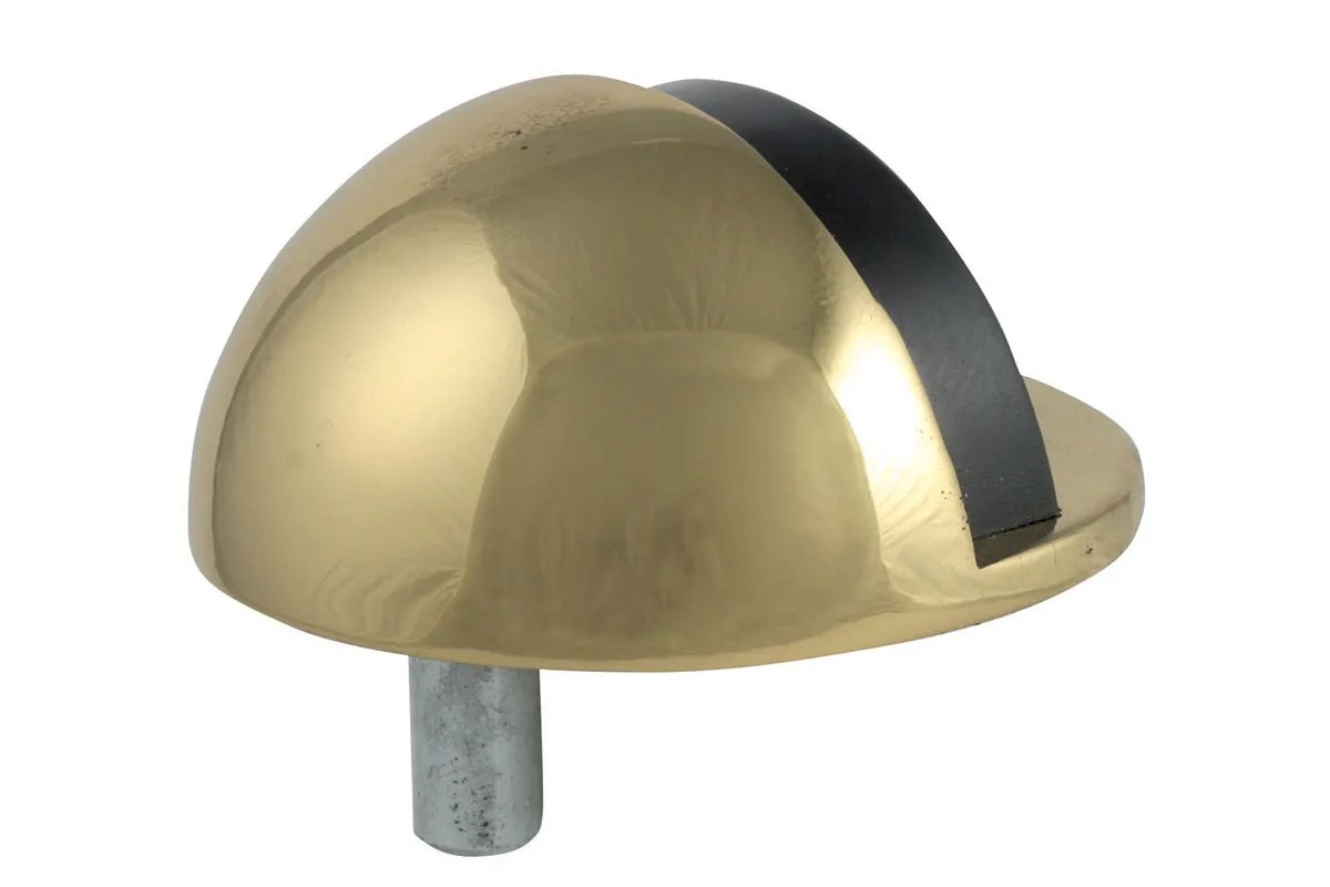 Brass Floor-Mounted Door Stopper with Rubber Tip