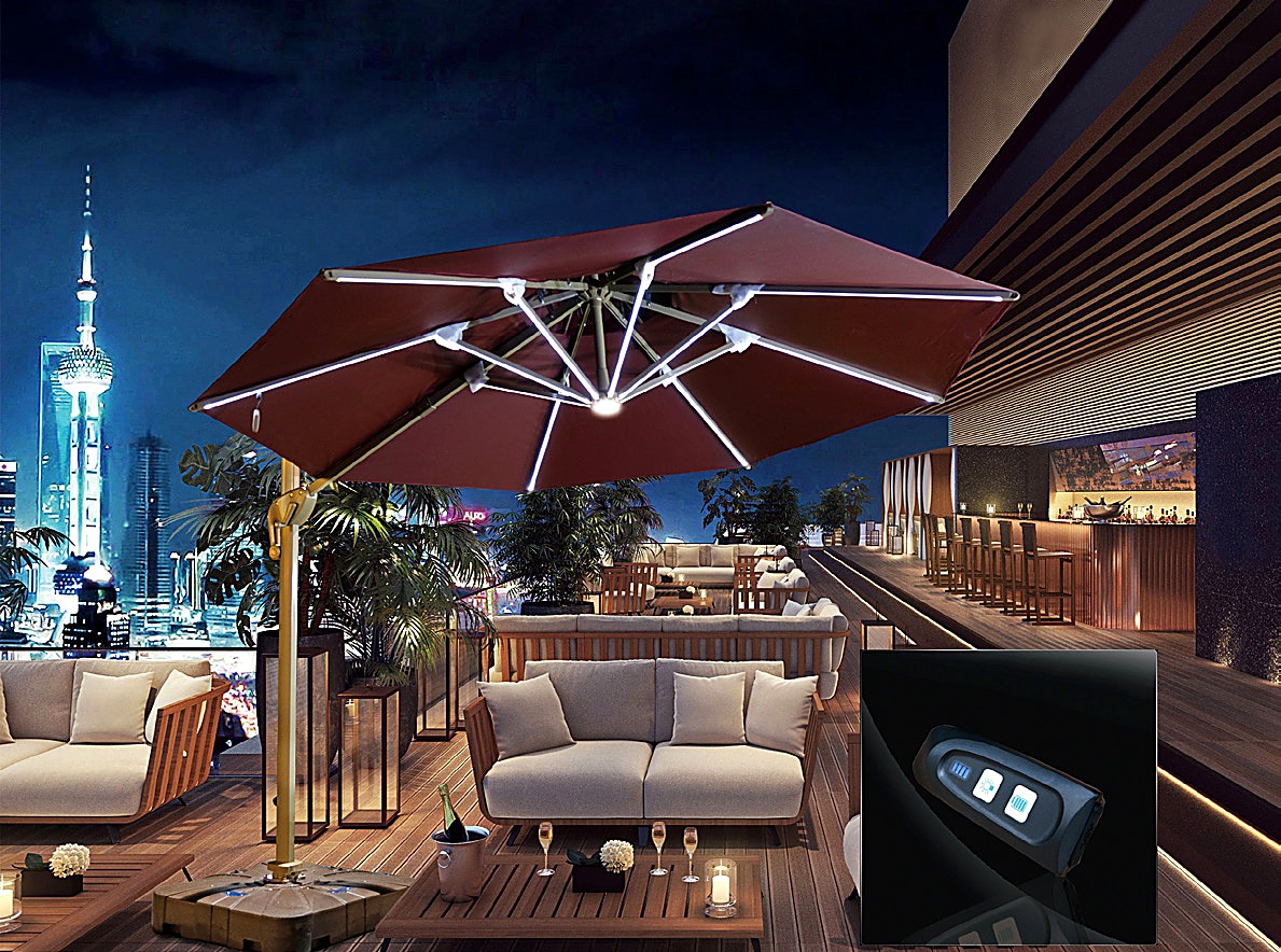 Rose Gold Roman Umbrella with Light Strip